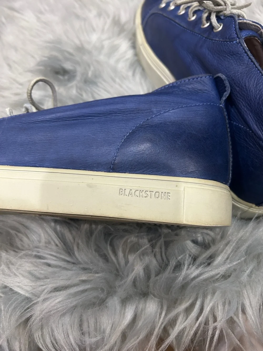 Blackstone Blue Leather Low-Top Lace-Up Sneakers - Picture 7 of 7